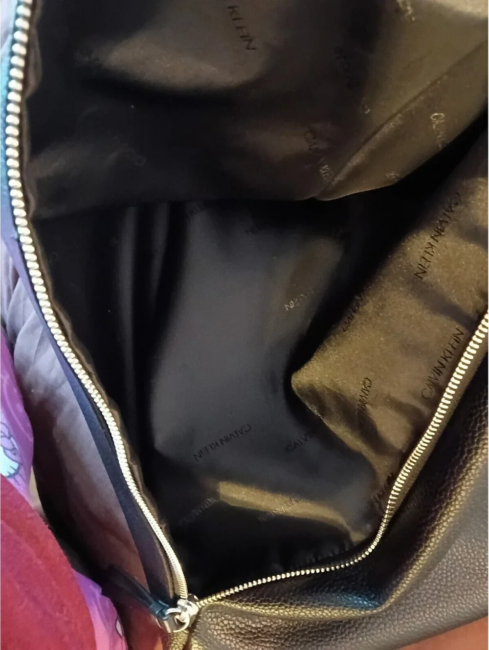 Calvin Klein Geo Rocky Road Large Slouchy Crossbody Purse Black